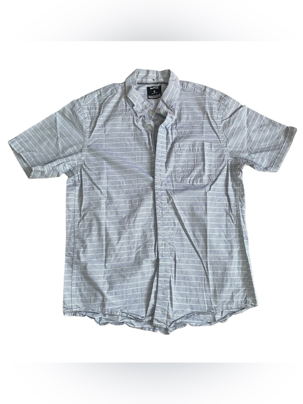 Hurley Blue Striped Men's Casual Button Down Collared Short Sleeve Shirt